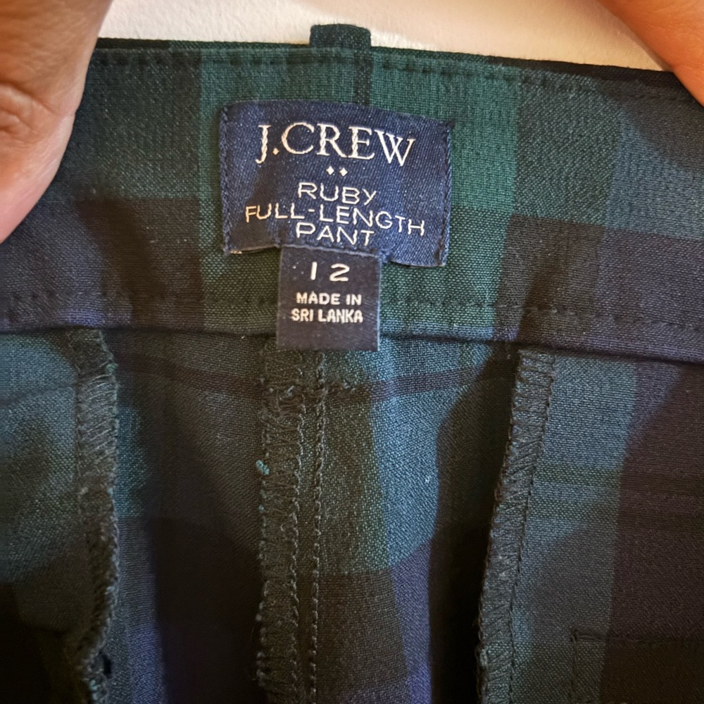 J.Crew Ruby Full-Length Pants - Dark Green and Black